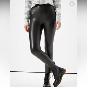 57. Aerie Offline Black Faux Leather Leggings New With Tags